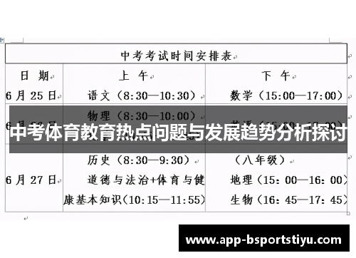 中考体育教育热点问题与发展趋势分析探讨